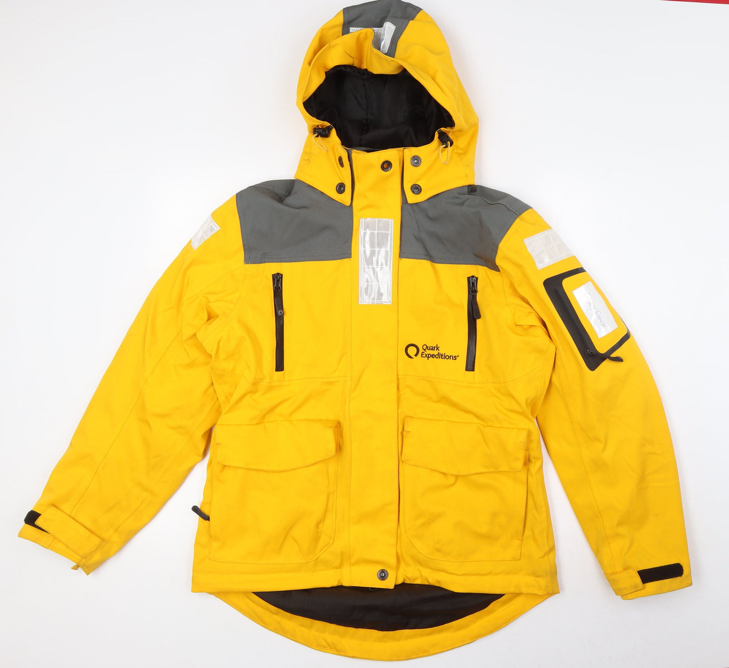 Quark Expedition Womens Yellow Jacket Size M Zip - Interactive, Velcro Cuffs,Reflective Detail, Taped Seams