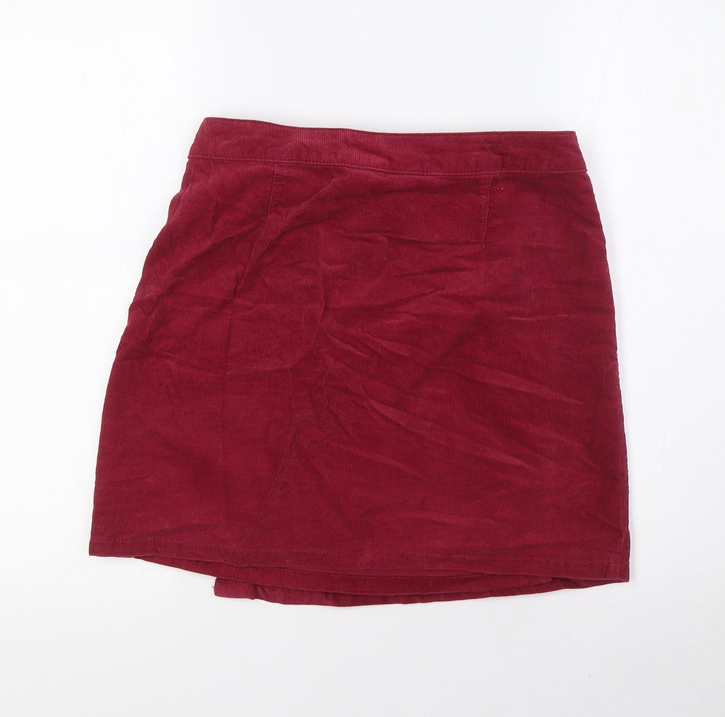 George Womens Red Cotton Wrap Skirt Size 8 Buckle