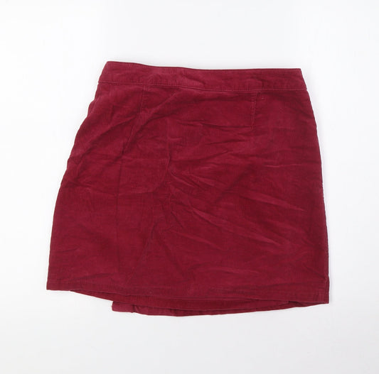 George Womens Red Cotton Wrap Skirt Size 8 Buckle