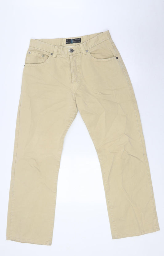 NEXT Mens Beige Cotton Straight Jeans Size 34 in L31 in Regular Button
