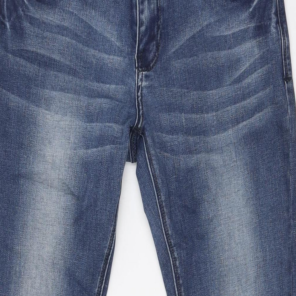 Daysie Womens Blue Cotton Skinny Jeans Size 12 L32 in Slim Button - Ankle Detail