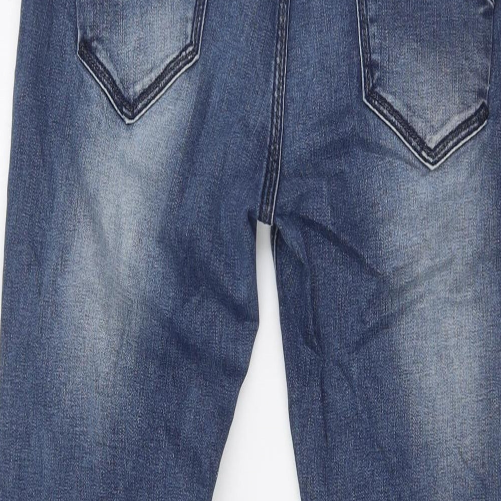Daysie Womens Blue Cotton Skinny Jeans Size 12 L32 in Slim Button - Ankle Detail