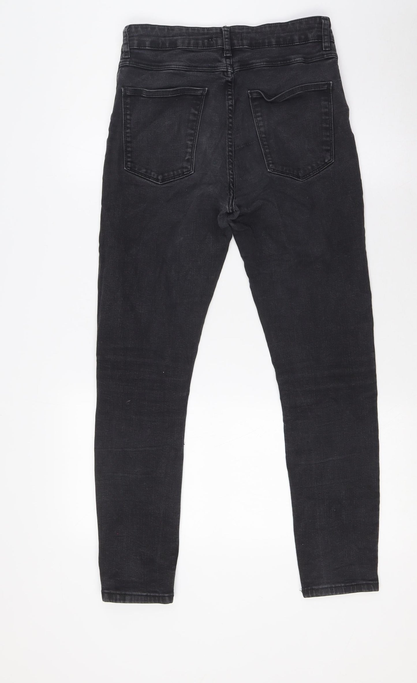 Zara Womens Black Cotton Skinny Jeans Size 8 L27 in Regular Button - High Waist