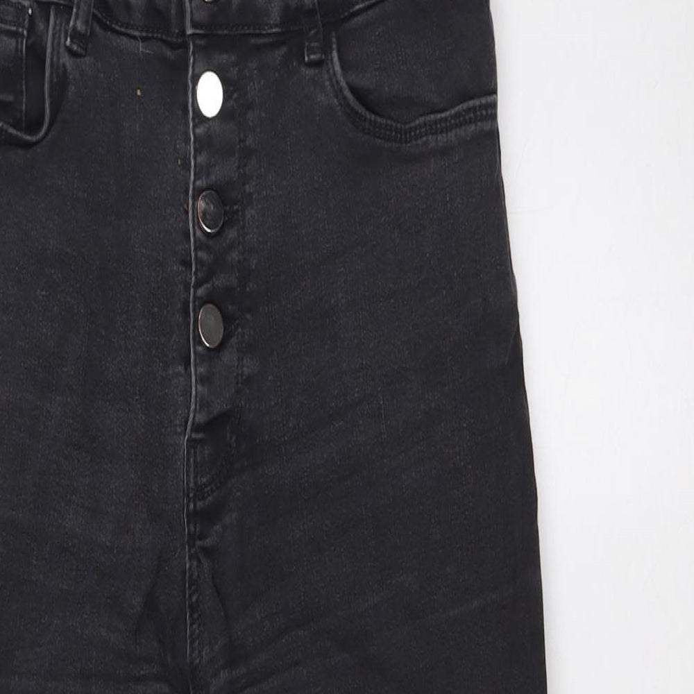 Zara Womens Black Cotton Skinny Jeans Size 8 L27 in Regular Button - High Waist