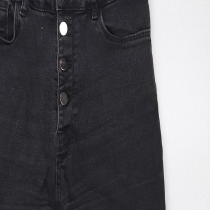Zara Womens Black Cotton Skinny Jeans Size 8 L27 in Regular Button - High Waist