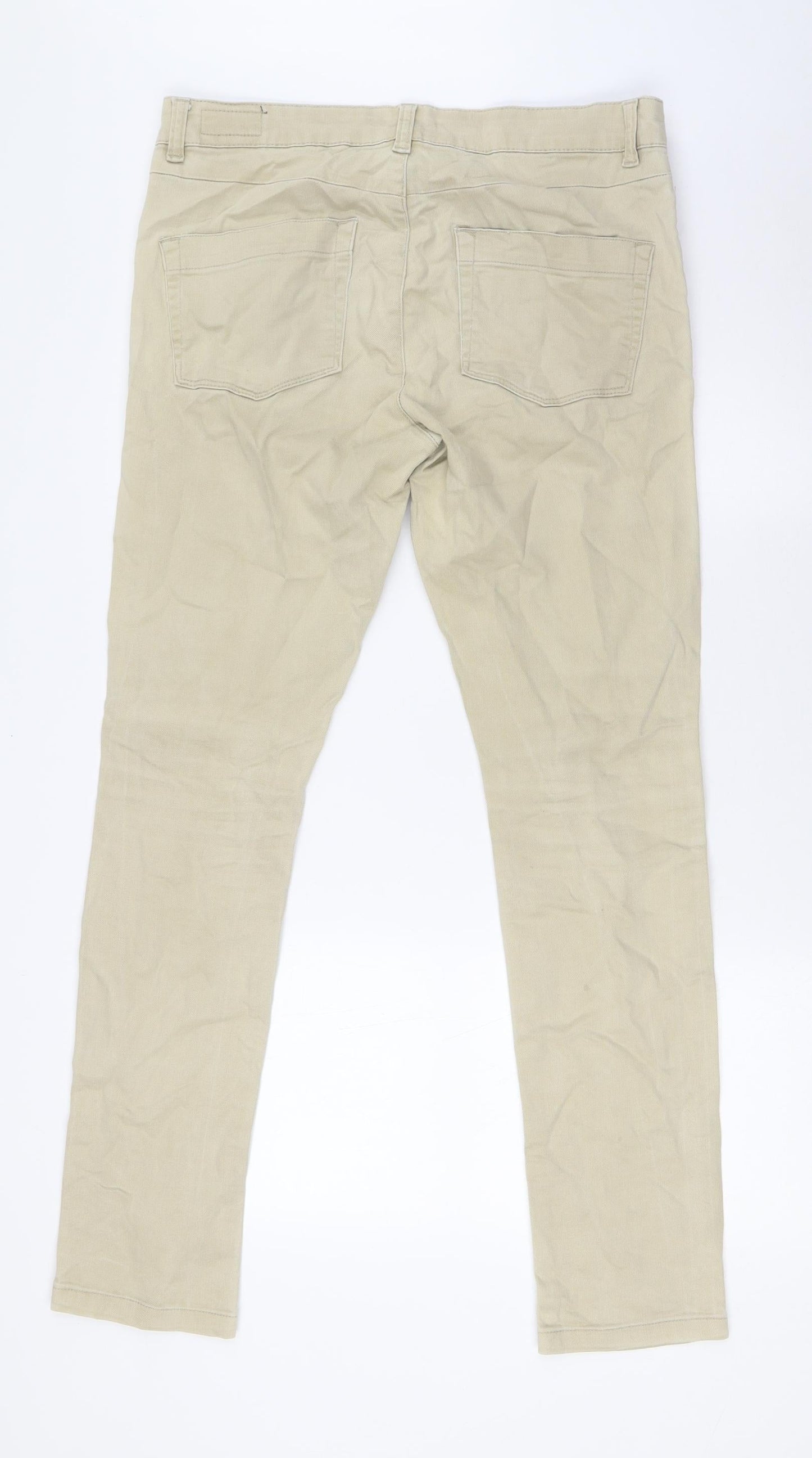 ASOS Mens Beige Cotton Straight Jeans Size 32 in L31 in Regular Button