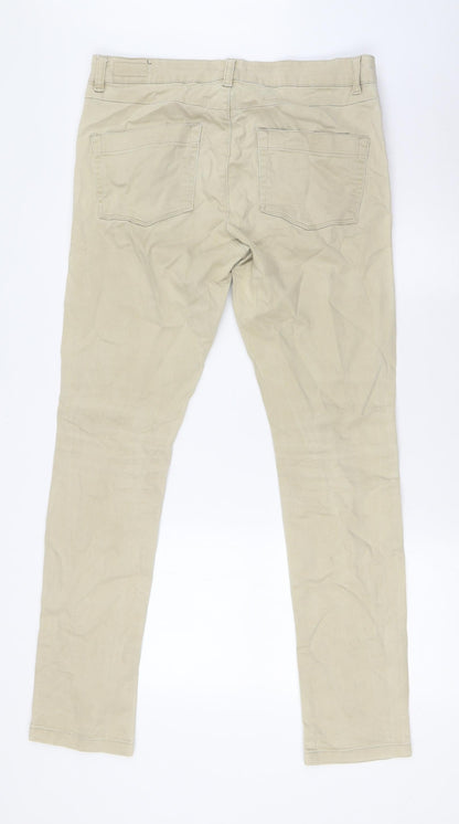 ASOS Mens Beige Cotton Straight Jeans Size 32 in L31 in Regular Button