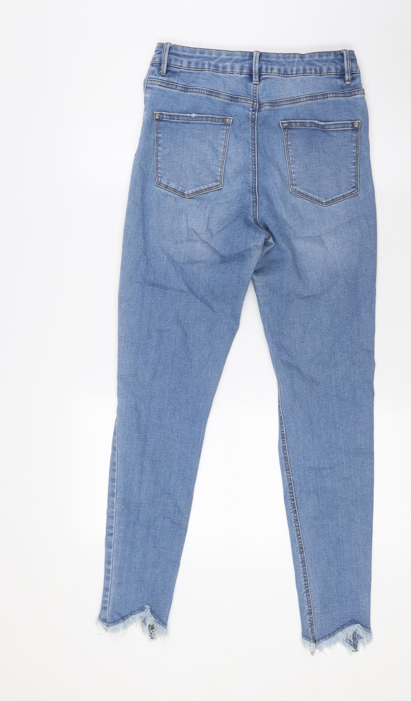Candy Girls Blue Cotton Jegging Jeans Size 16 Years L27 in Slim Button - Raw Hem, Destressed
