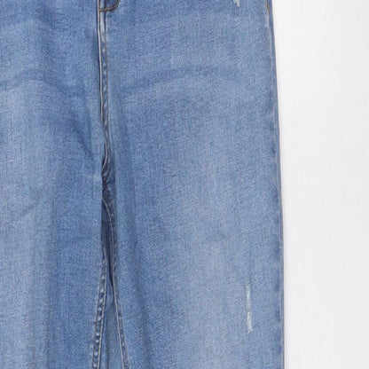 Candy Girls Blue Cotton Jegging Jeans Size 16 Years L27 in Slim Button - Raw Hem, Destressed