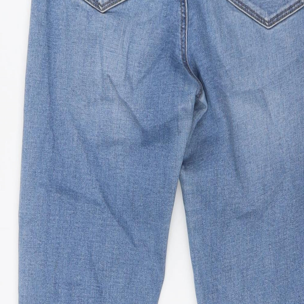 Candy Girls Blue Cotton Jegging Jeans Size 16 Years L27 in Slim Button - Raw Hem, Destressed