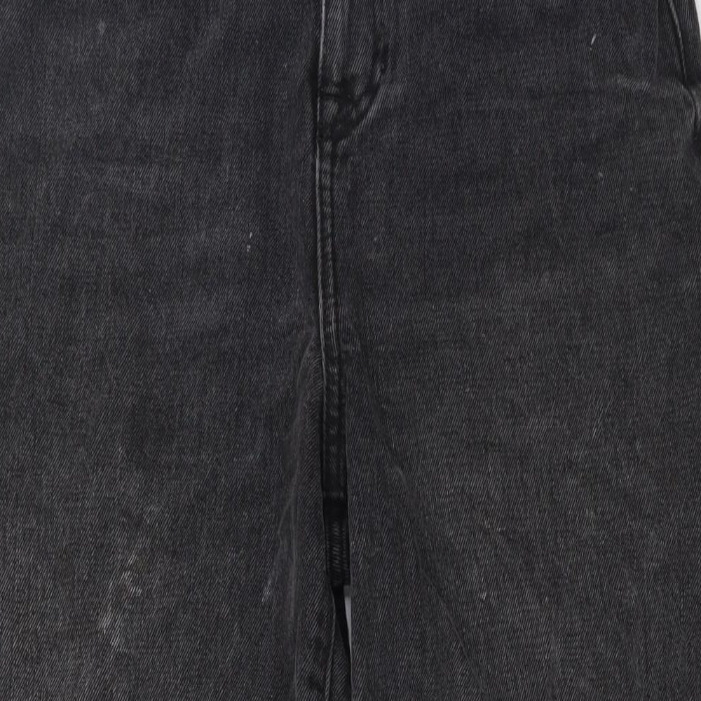 New Look Womens Black Cotton Wide-Leg Jeans Size 8 L31 in Regular Button