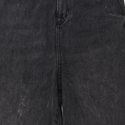 New Look Womens Black Cotton Wide-Leg Jeans Size 8 L31 in Regular Button