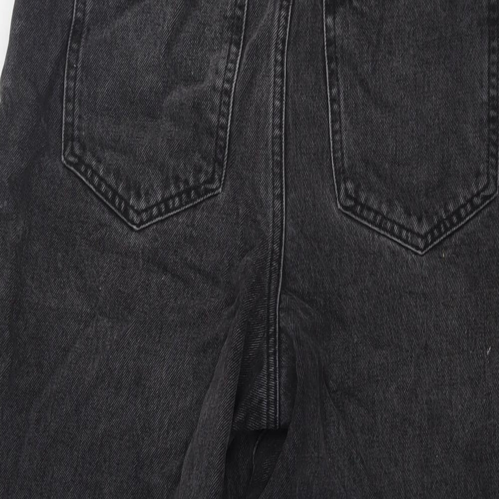 New Look Womens Black Cotton Wide-Leg Jeans Size 8 L31 in Regular Button