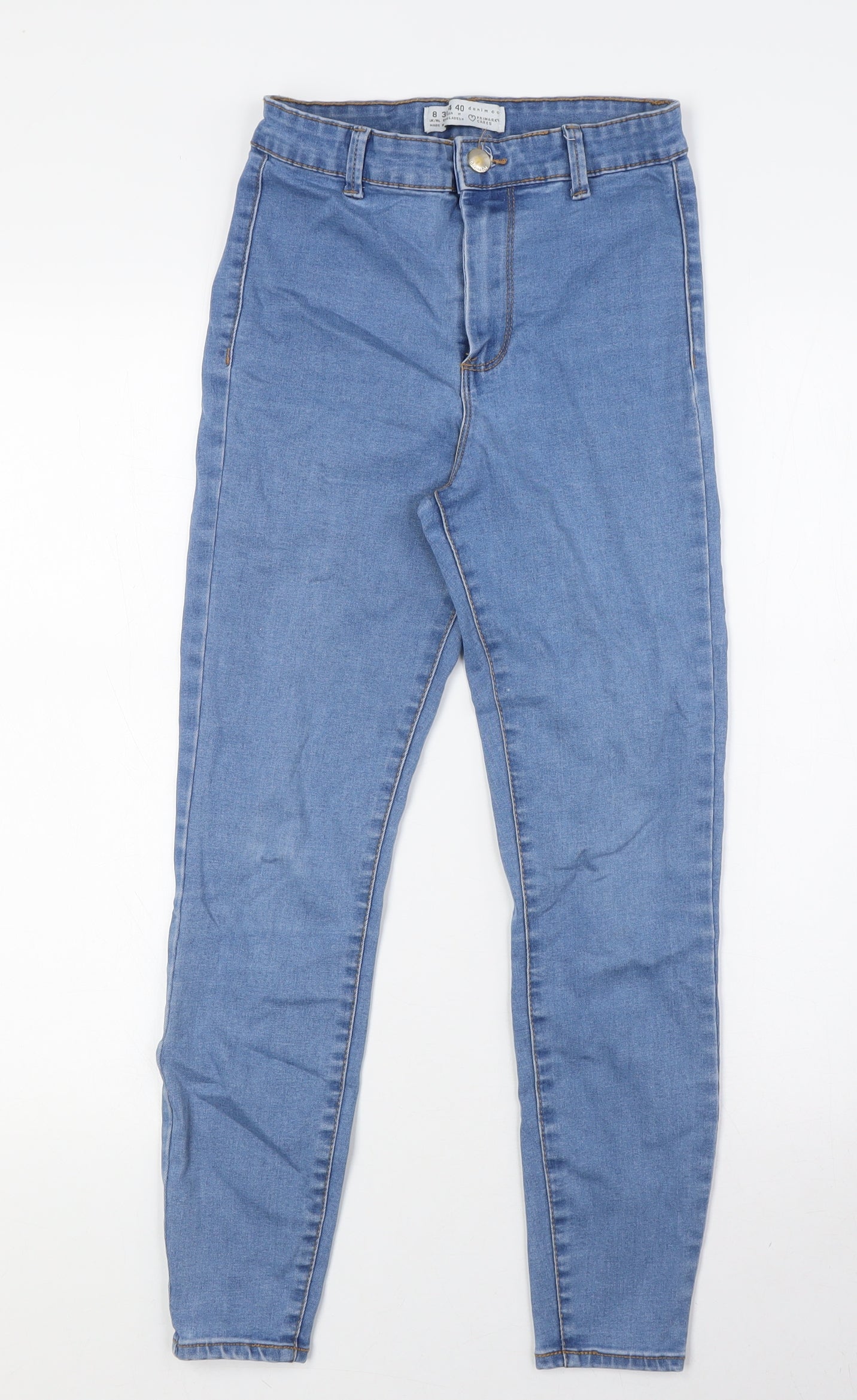 Denim Co Womens Blue Cotton Skinny Jeans Size 8 L25 in Regular Button