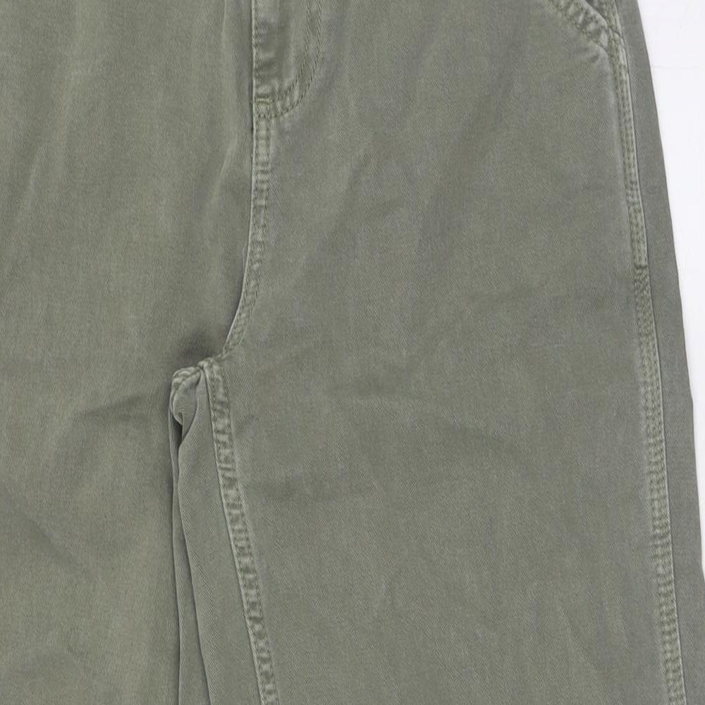 ASOS Womens Green Cotton Wide-Leg Jeans Size 4 L30 in Regular Button
