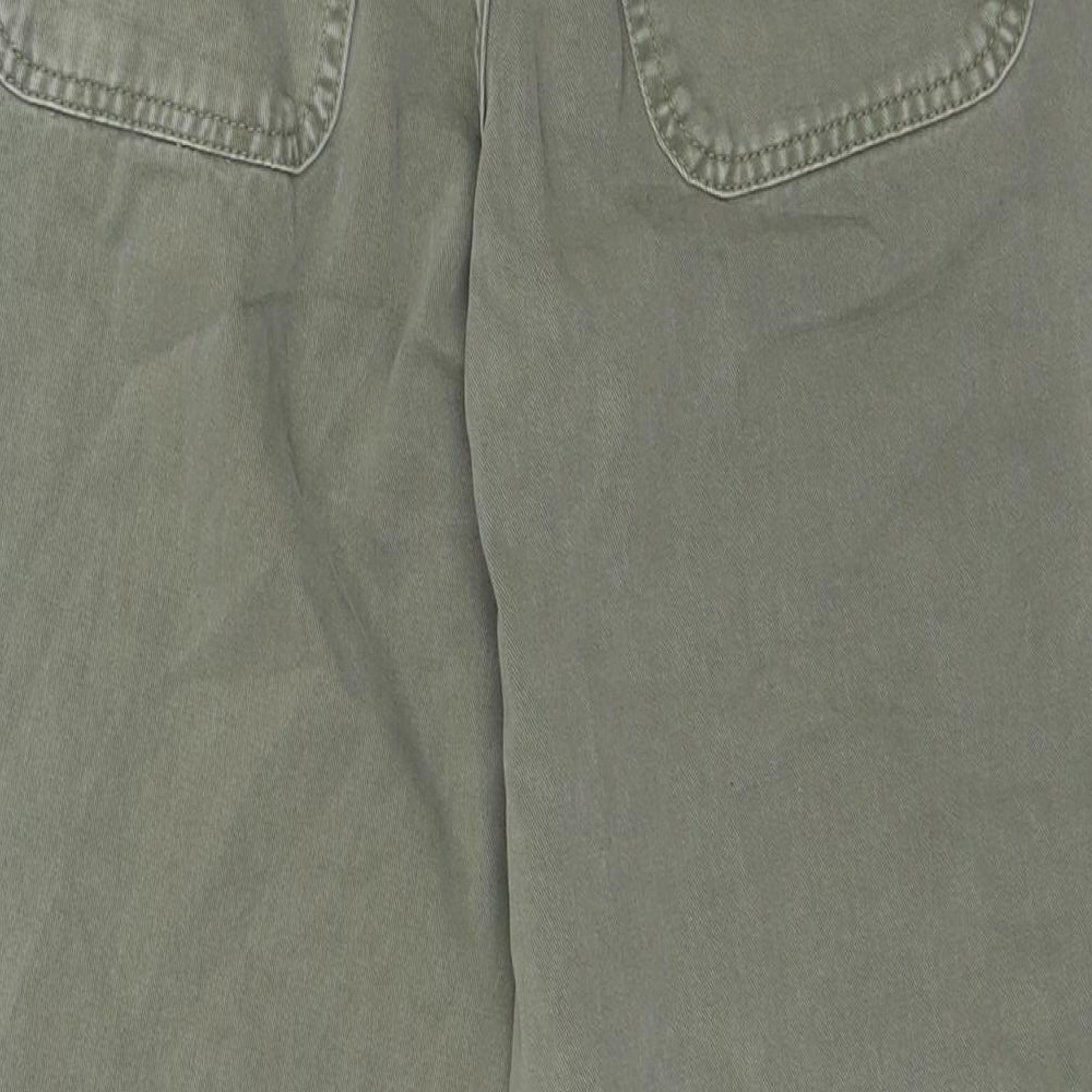 ASOS Womens Green Cotton Wide-Leg Jeans Size 4 L30 in Regular Button
