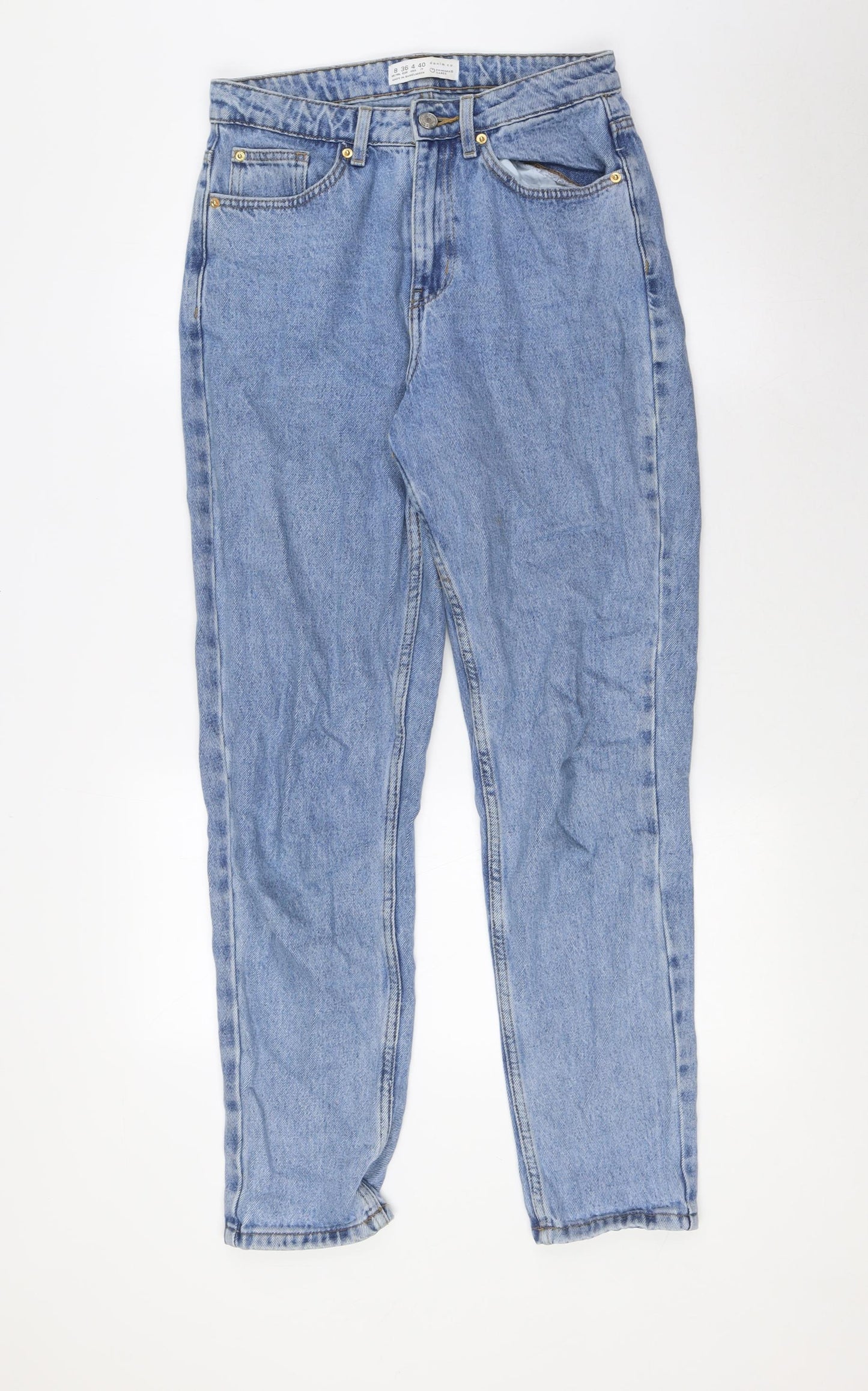 Denim Co Womens Blue Cotton Mom Jeans Size 8 L30 in Regular Button