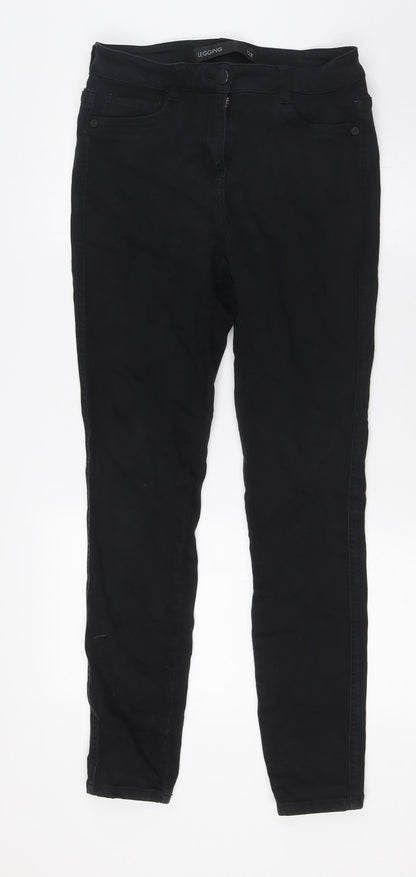 NEXT Womens Black Cotton Skinny Jeans Size 12 L28 in Regular Button
