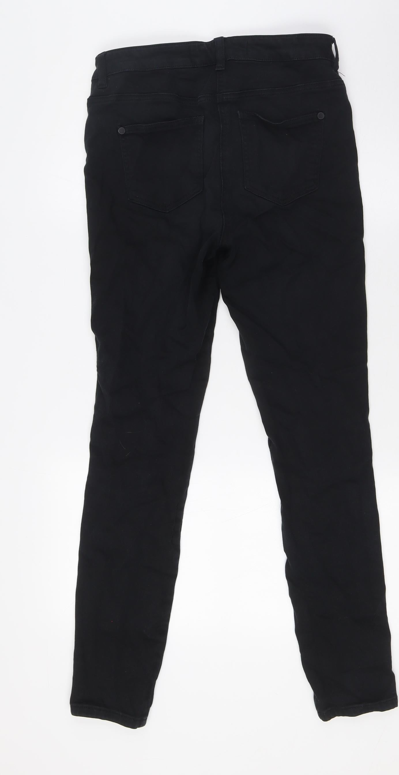 NEXT Womens Black Cotton Skinny Jeans Size 12 L28 in Regular Button