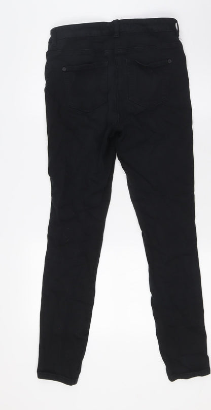 NEXT Womens Black Cotton Skinny Jeans Size 12 L28 in Regular Button