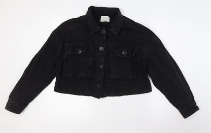 Bershka Womens Black Jacket Size L Button