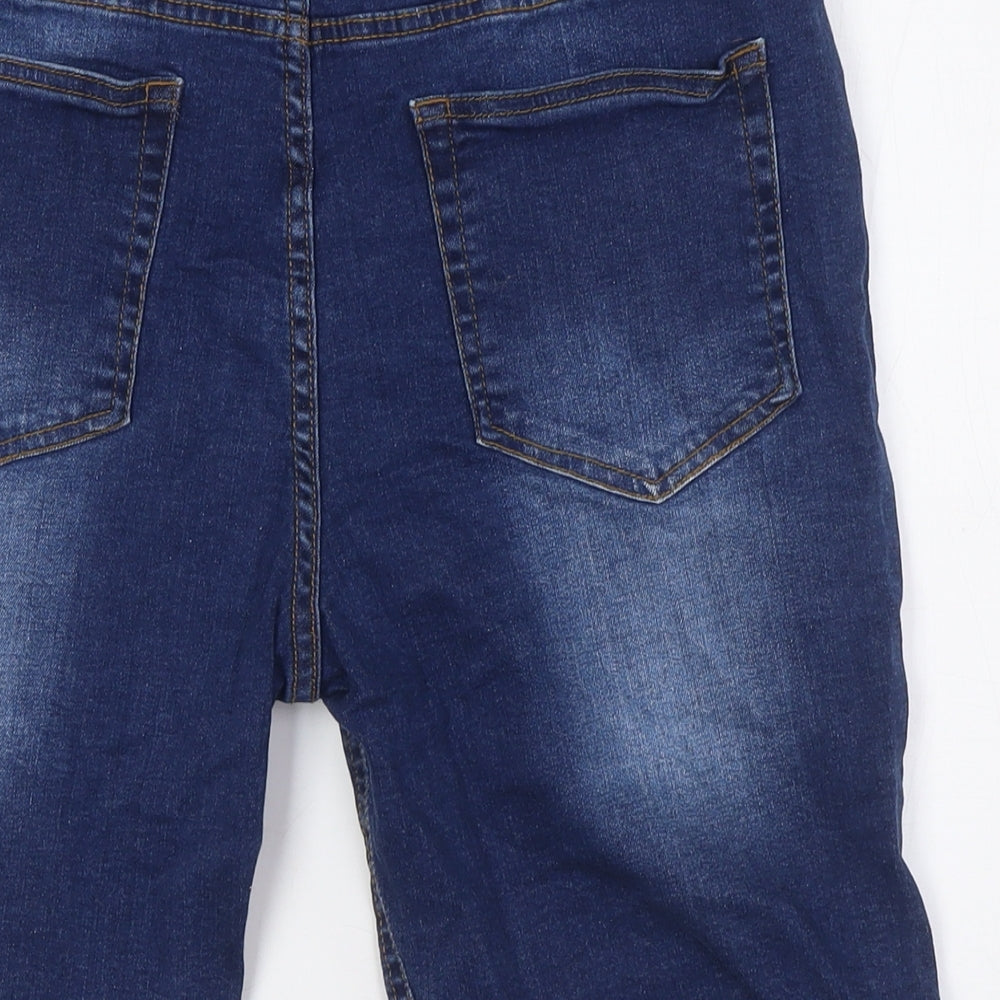 MAN Mens Blue Cotton Bermuda Shorts Size 34 in L9 in Regular Button