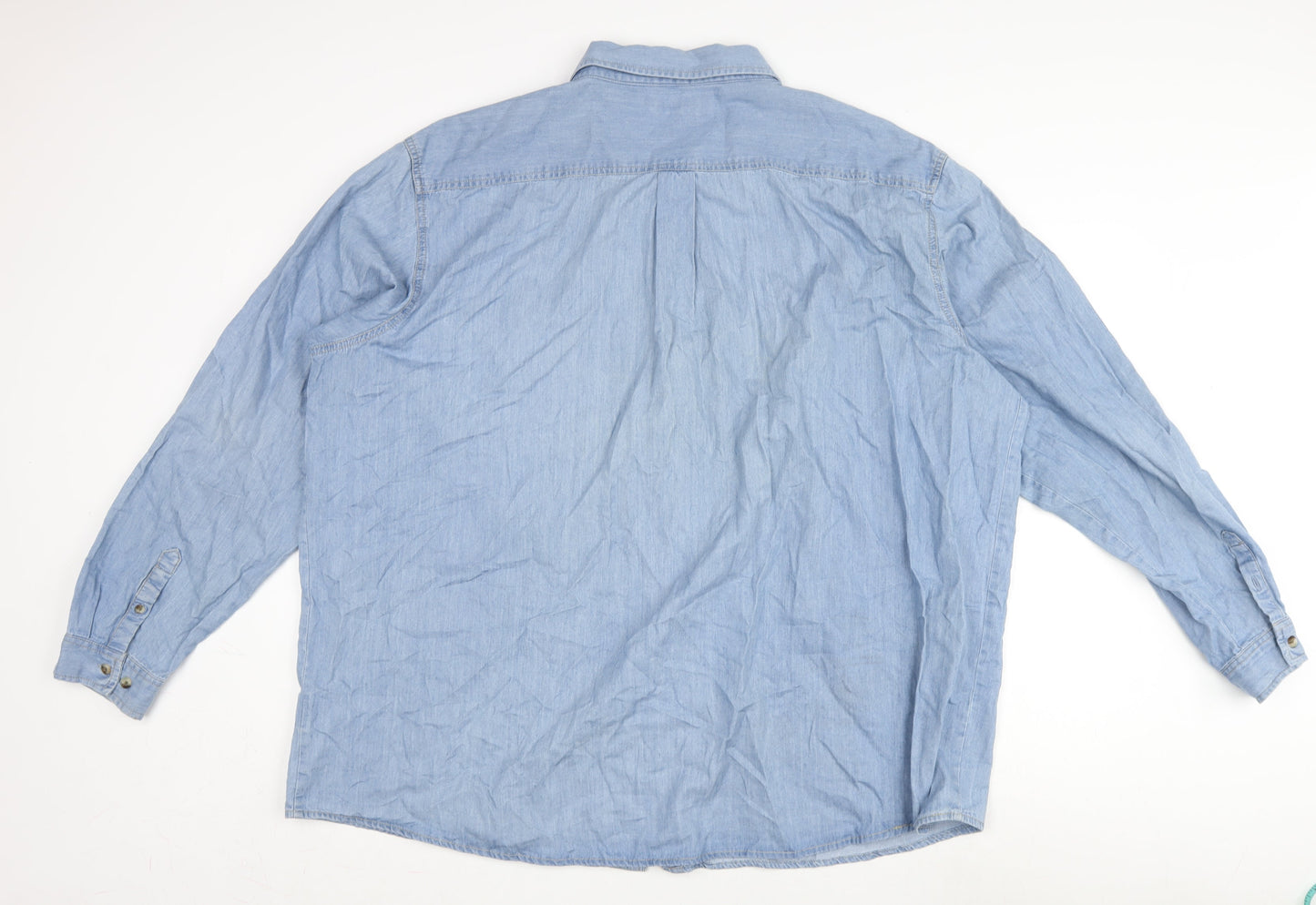 Cotton Traders Mens Blue Cotton Button-Up Size 18 Collared Button
