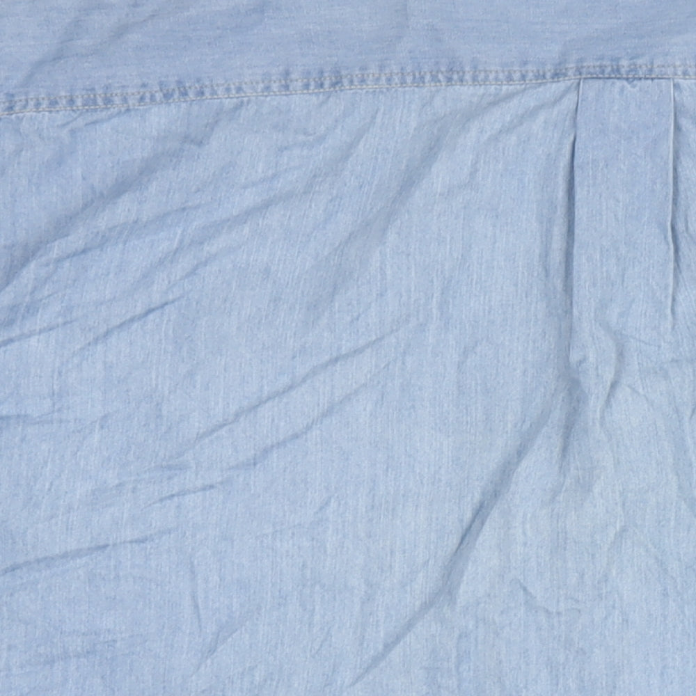 Cotton Traders Mens Blue Cotton Button-Up Size 18 Collared Button