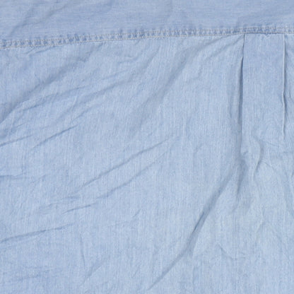 Cotton Traders Mens Blue Cotton Button-Up Size 18 Collared Button