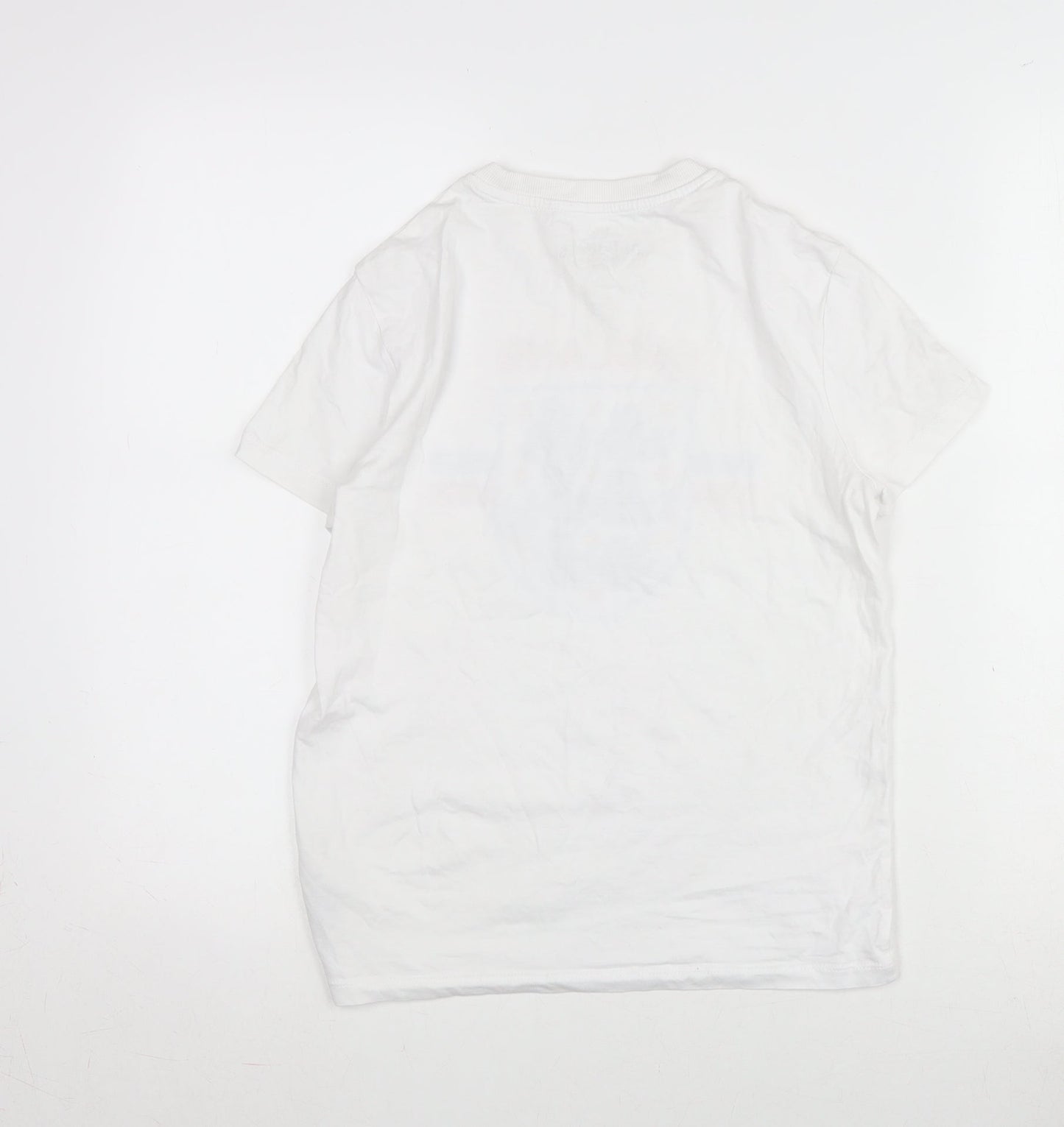 Marks and Spencer Girls White Cotton Ringer T-Shirt Size 11-12 Years Crew Neck - England