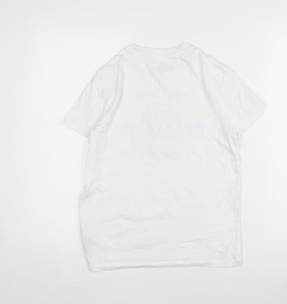 Marks and Spencer Girls White Cotton Ringer T-Shirt Size 11-12 Years Crew Neck - England