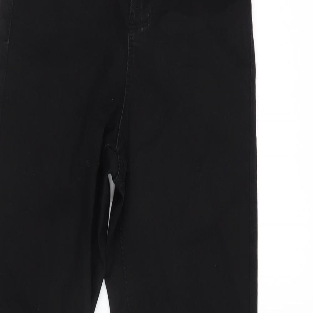 Denim & Co. Womens Black Cotton Blend Straight Jeans Size 6 L26 in Regular Zip