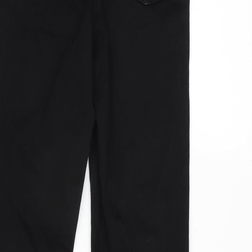 Denim & Co. Womens Black Cotton Blend Straight Jeans Size 6 L26 in Regular Zip