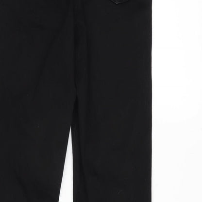 Denim & Co. Womens Black Cotton Blend Straight Jeans Size 6 L26 in Regular Zip