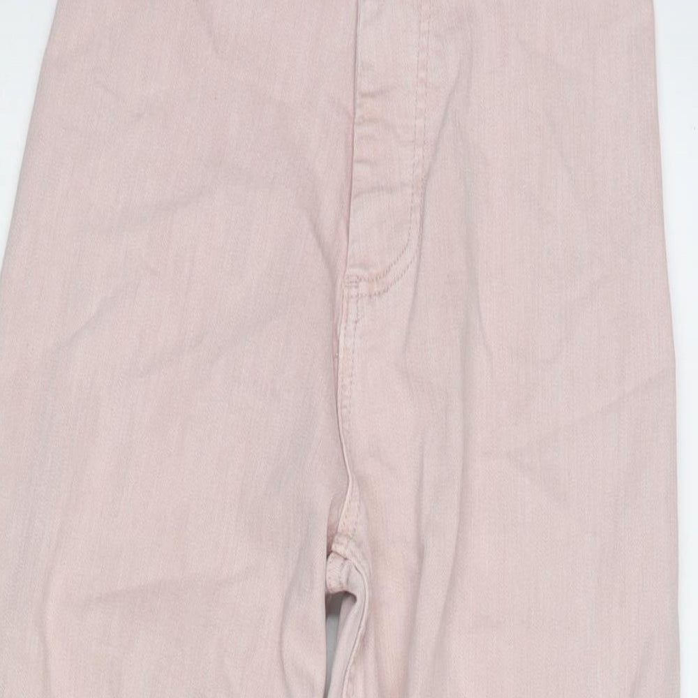 Denim & Co. Womens Pink Cotton Blend Wide-Leg Jeans Size 6 L26.5 in Regular Zip