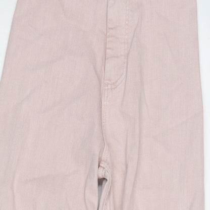 Denim & Co. Womens Pink Cotton Blend Wide-Leg Jeans Size 6 L26.5 in Regular Zip