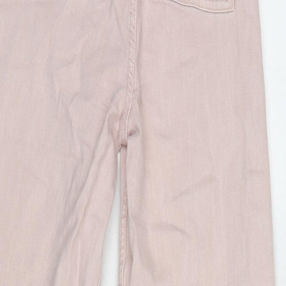 Denim & Co. Womens Pink Cotton Blend Wide-Leg Jeans Size 6 L26.5 in Regular Zip