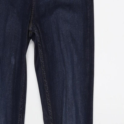 F&F Womens Blue Cotton Blend Straight Jeans Size 6 L30 in Regular Zip