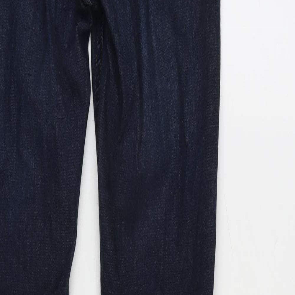 F&F Womens Blue Cotton Blend Straight Jeans Size 6 L30 in Regular Zip
