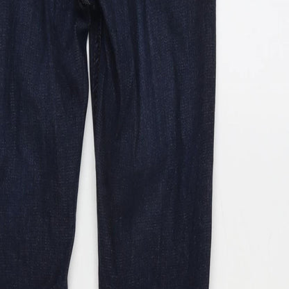 F&F Womens Blue Cotton Blend Straight Jeans Size 6 L30 in Regular Zip