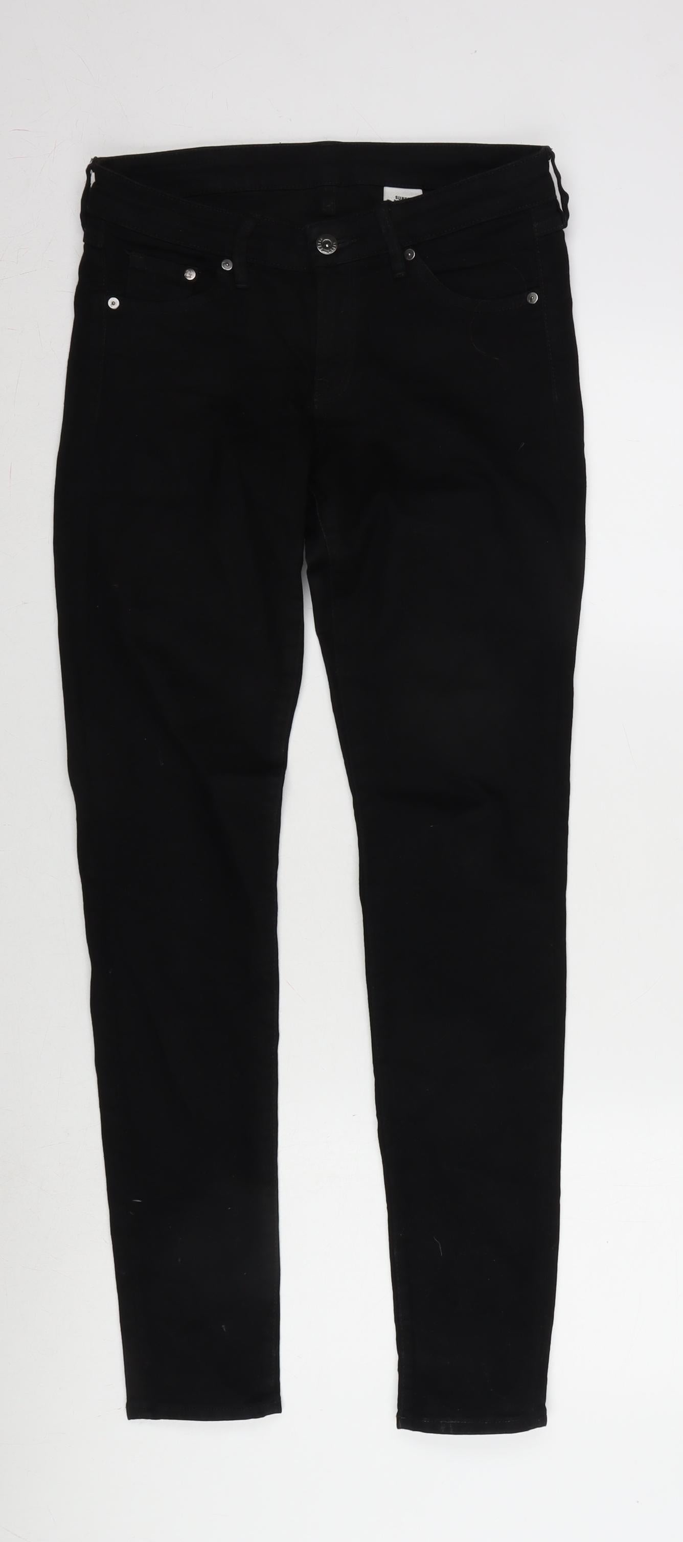 Womens UK Size 27 in Super Skinny Regular Fit Tapered Black Jeans