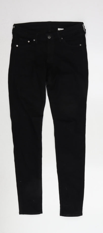 Womens UK Size 27 in Super Skinny Regular Fit Tapered Black Jeans