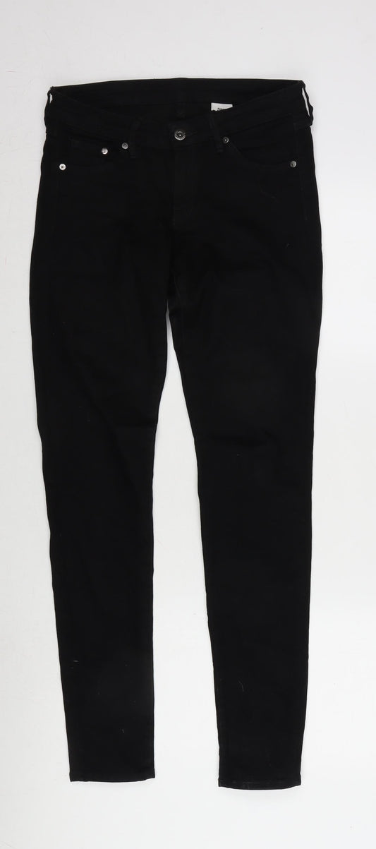 Womens UK Size 27 in Super Skinny Regular Fit Tapered Black Jeans