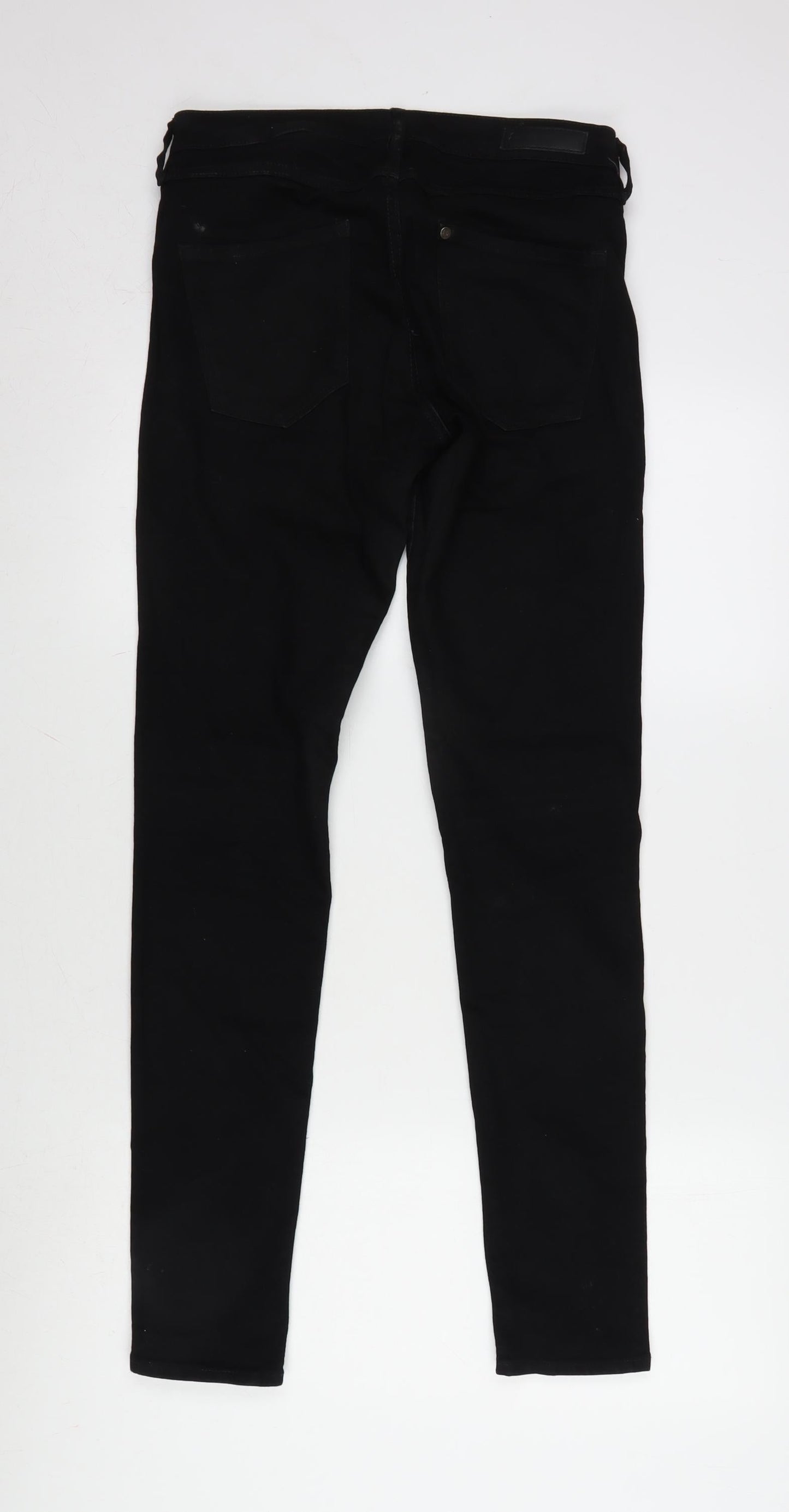 Womens UK Size 27 in Super Skinny Regular Fit Tapered Black Jeans