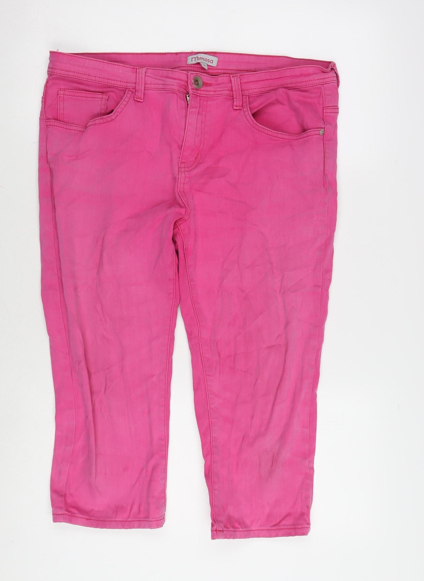 Mimosa Womens Pink Cotton Blend Cropped Jeans Size 14 L20 in Regular Zip
