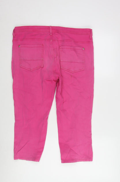 Mimosa Womens Pink Cotton Blend Cropped Jeans Size 14 L20 in Regular Zip