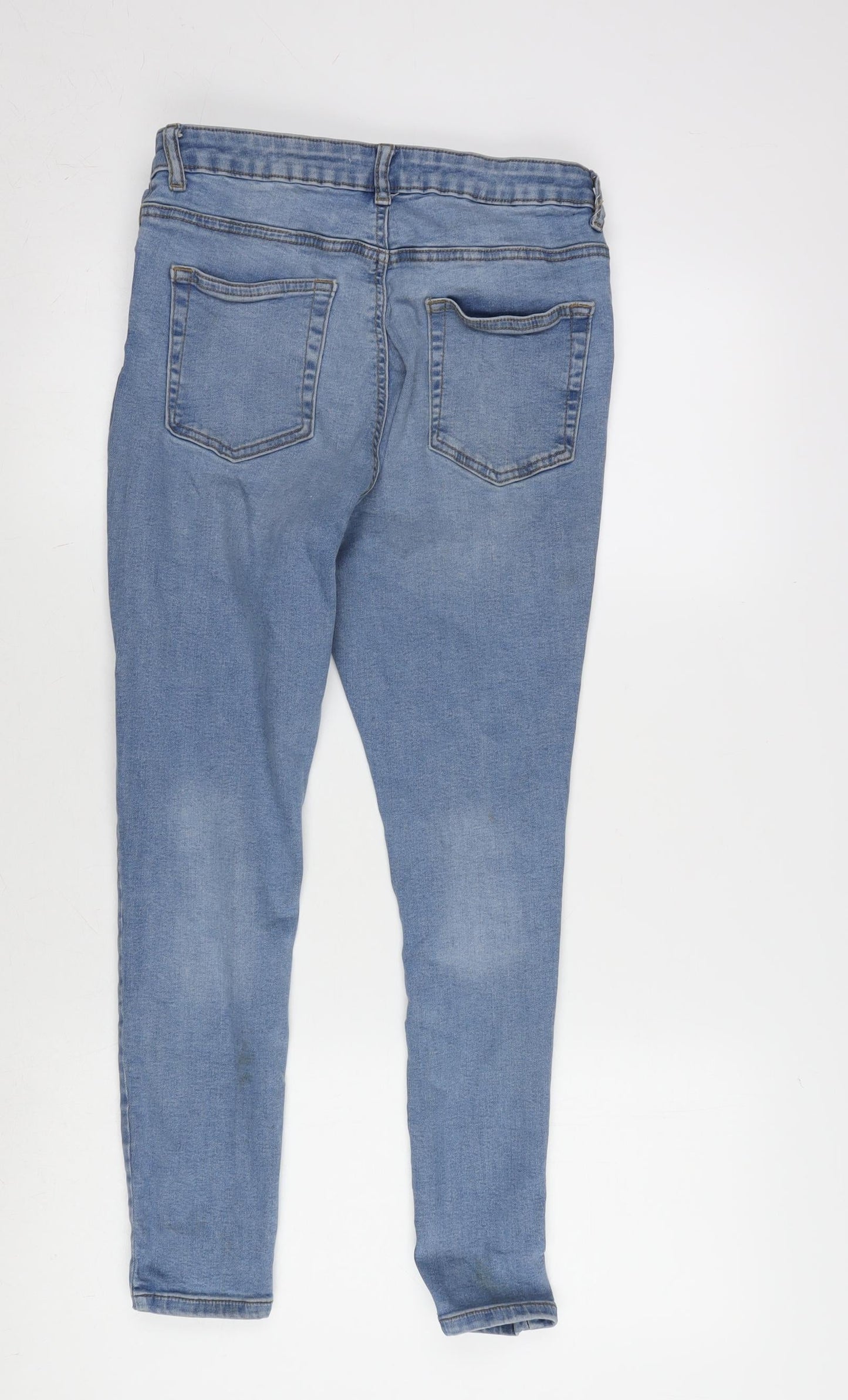 Denim & Co. Womens Blue Cotton Blend Tapered Jeans Size 14 L24.5 in Regular Zip