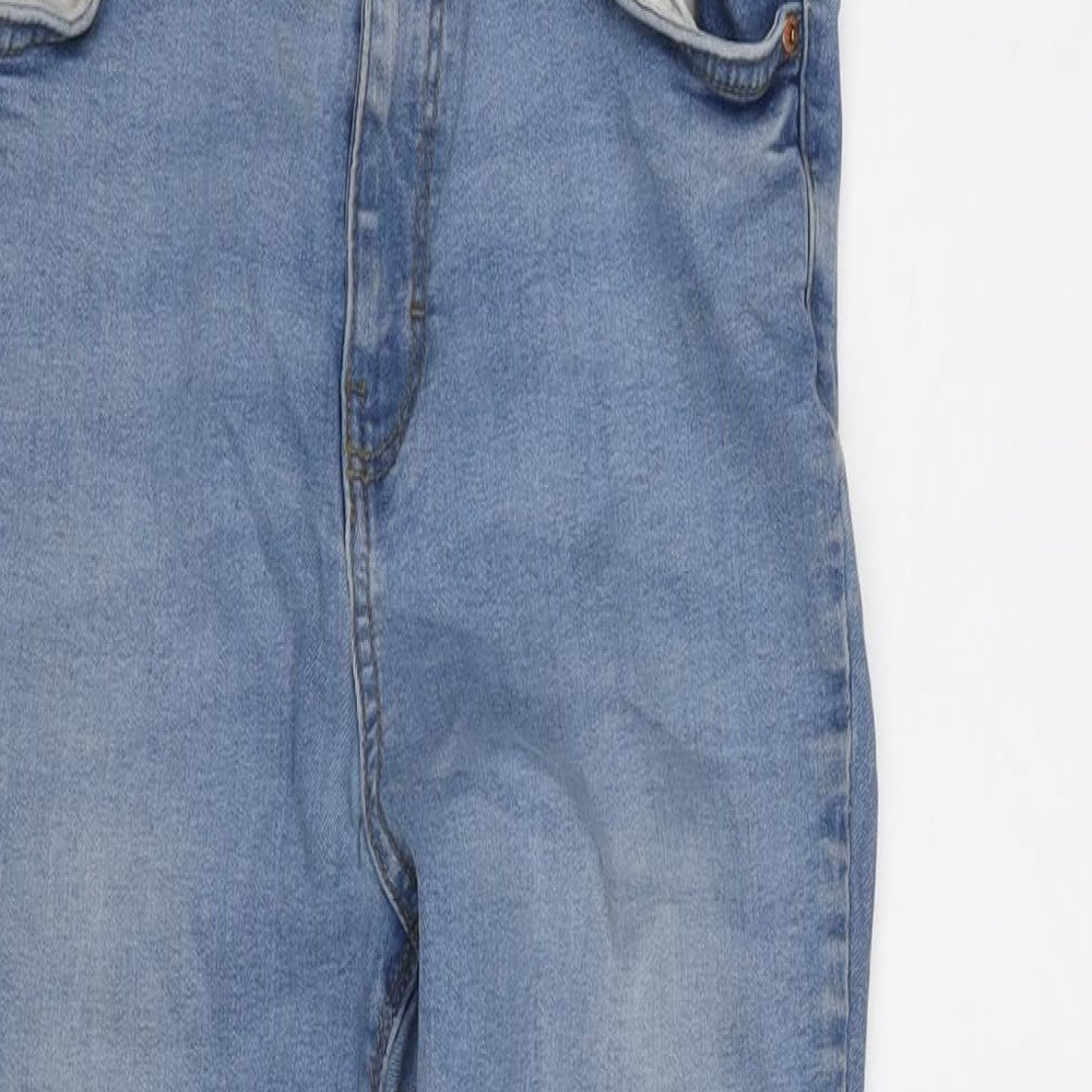 Denim & Co. Womens Blue Cotton Blend Tapered Jeans Size 14 L24.5 in Regular Zip