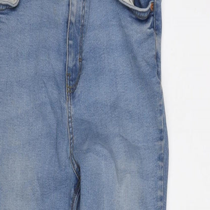 Denim & Co. Womens Blue Cotton Blend Tapered Jeans Size 14 L24.5 in Regular Zip