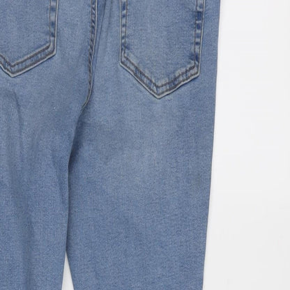 Denim & Co. Womens Blue Cotton Blend Tapered Jeans Size 14 L24.5 in Regular Zip